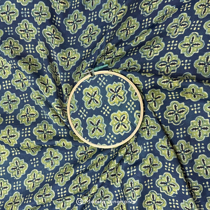 Green Abstract Printed Modal Satin