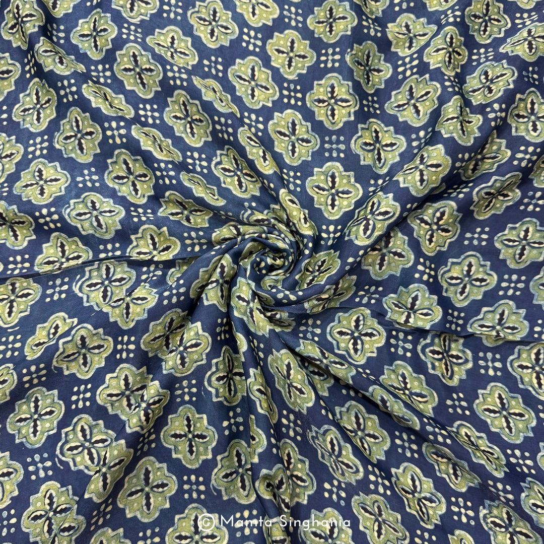 Green Abstract Printed Modal Satin