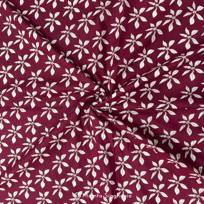 Maroon Floral Printed Cotton Fabric
