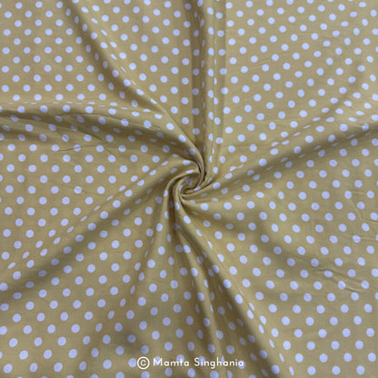 Yellow Polka Dot Printed Muslin Rayon Fabric