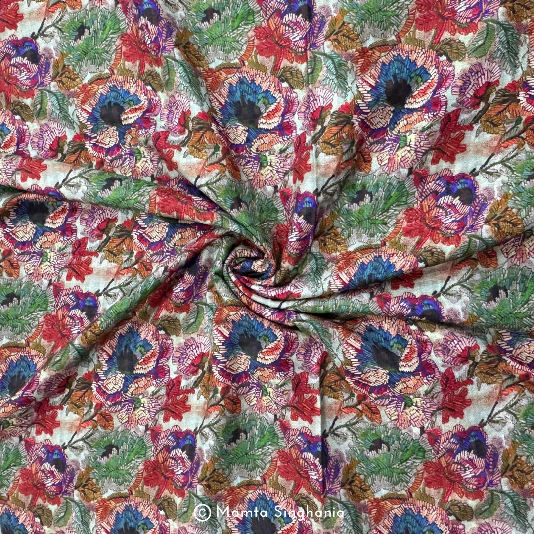 Floral Printed Malai Cotton Fabric