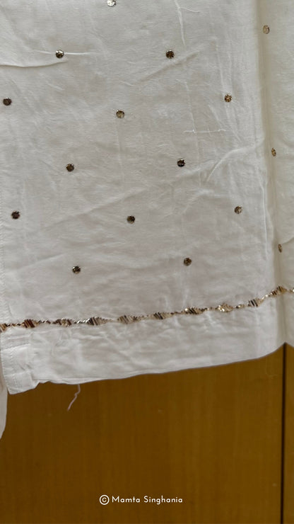White Semi-stitched Mukaish Co-ord Set