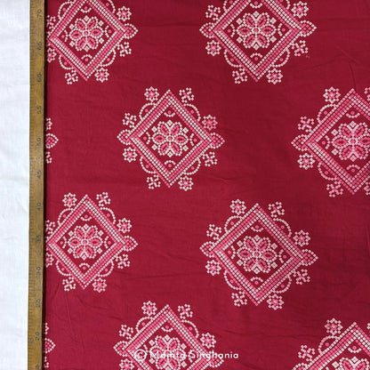 Barn Red Printed Cotton Fabric