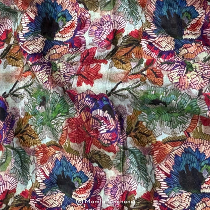 Floral Printed Malai Cotton Fabric