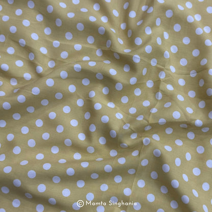 Yellow Polka Dot Printed Muslin Rayon Fabric