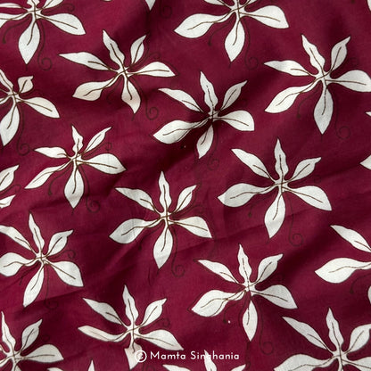 Maroon Floral Printed Cotton Fabric