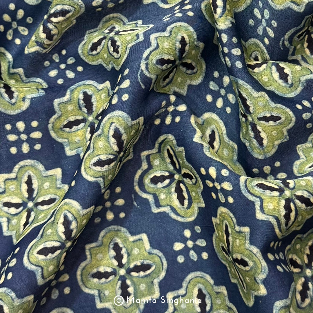 Green Abstract Printed Modal Satin