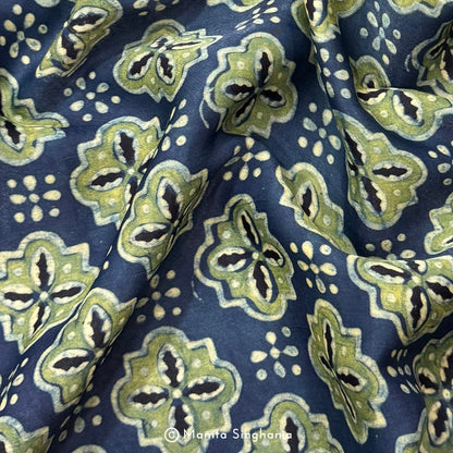 Green Abstract Printed Modal Satin