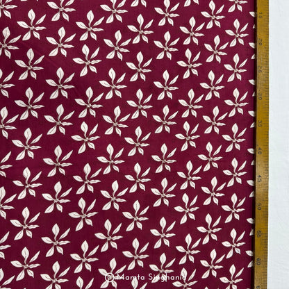 Maroon Floral Printed Cotton Fabric