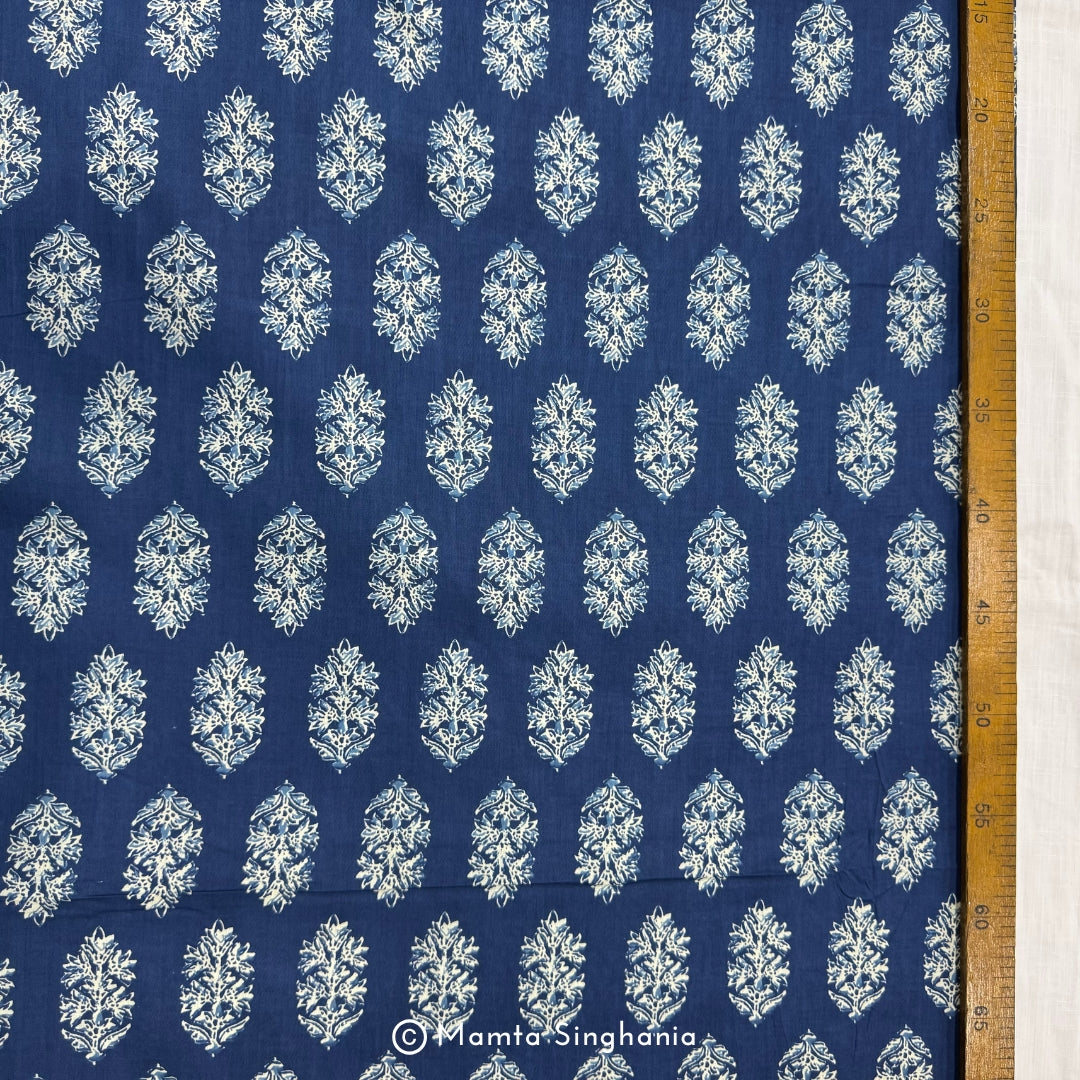 Blue Floral Printed Cotton Fabric