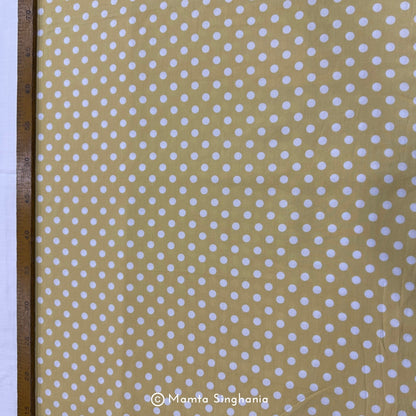 Yellow Polka Dot Printed Muslin Rayon Fabric