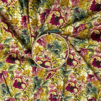 Floral Printed Malai Cotton Fabric
