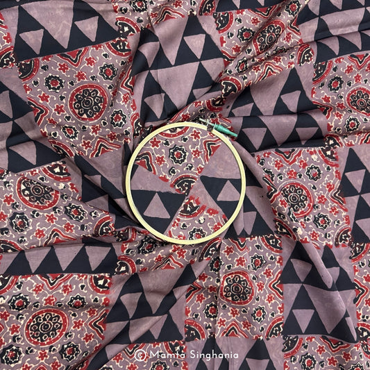 Brown Abstract Printed Modal Satin