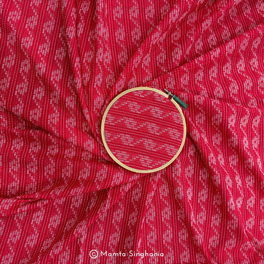 Red Stripes Handloom Cotton Fabric