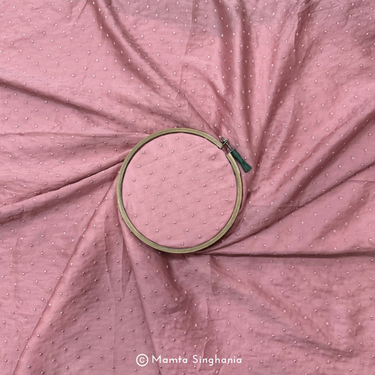 Light Pink Embroidered Modal Satin Fabric