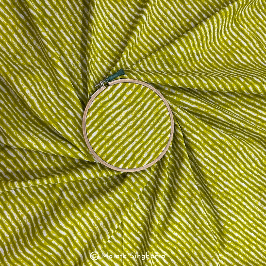 Light Green Leheriya Printed Cotton Fabric