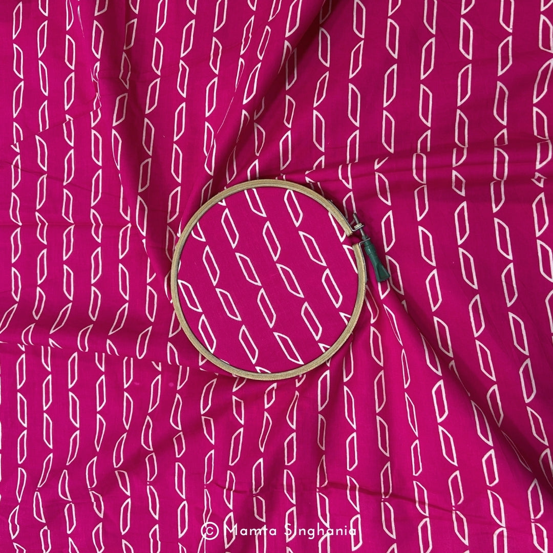 Rani Pink Abstract Printed Cotton Fabric
