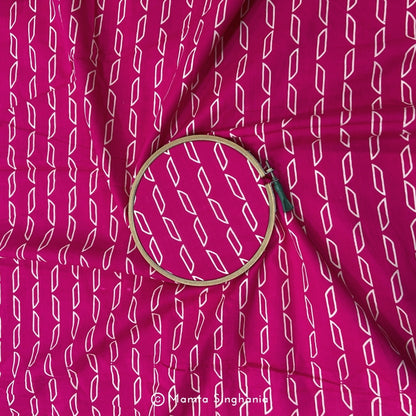 Rani Pink Abstract Printed Cotton Fabric