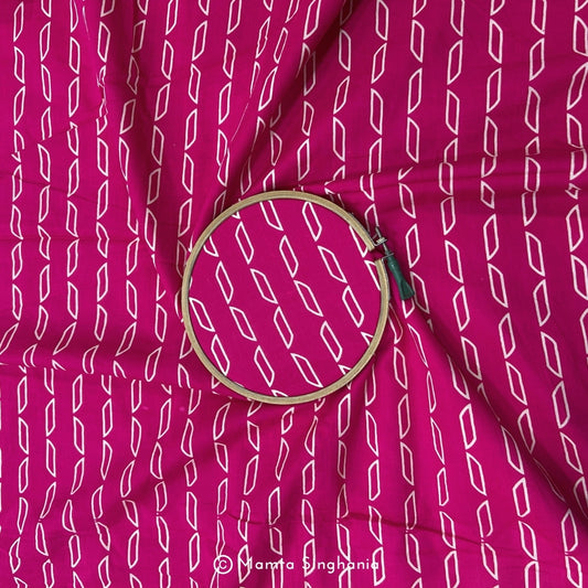 Rani Pink Abstract Printed Cotton Fabric