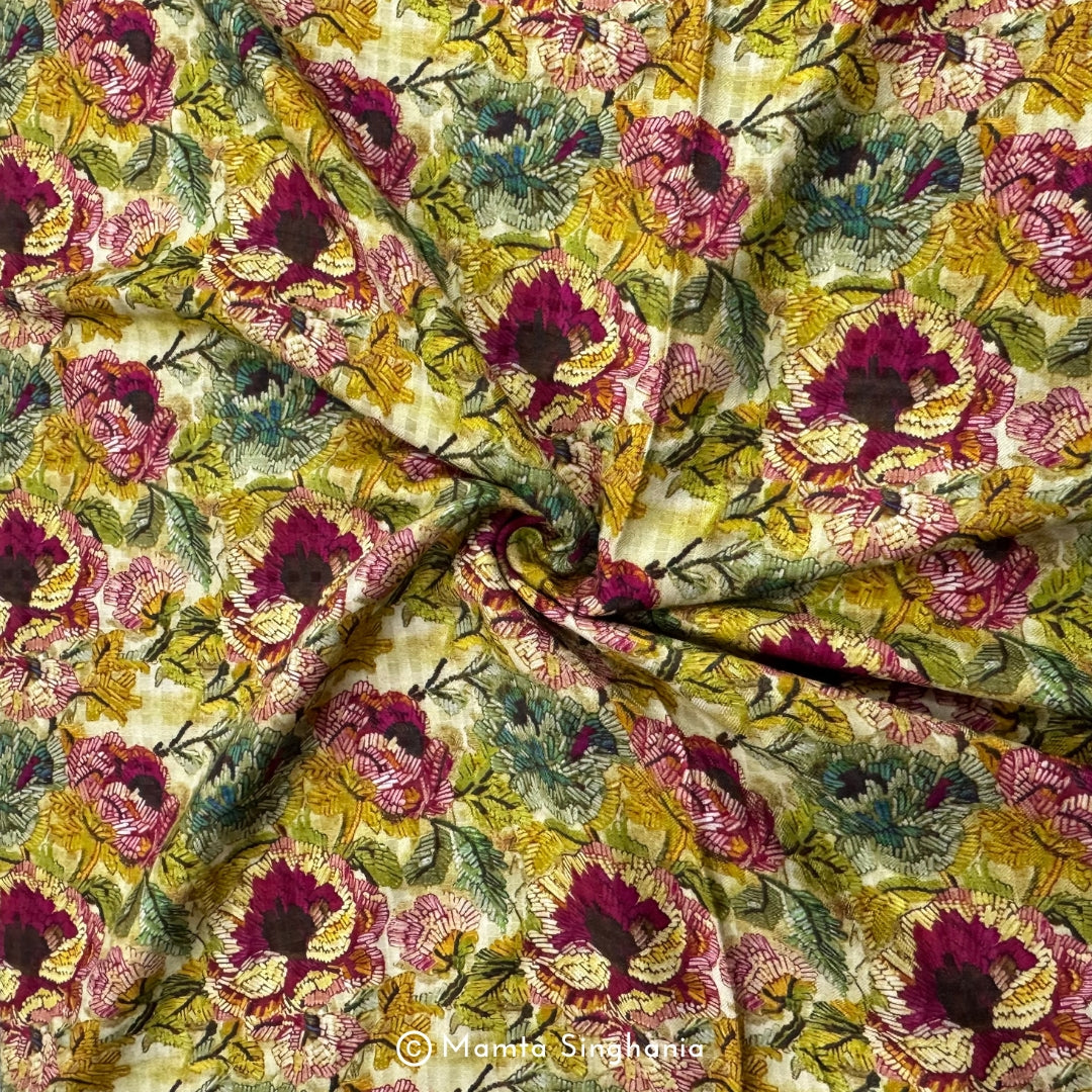 Floral Printed Malai Cotton Fabric