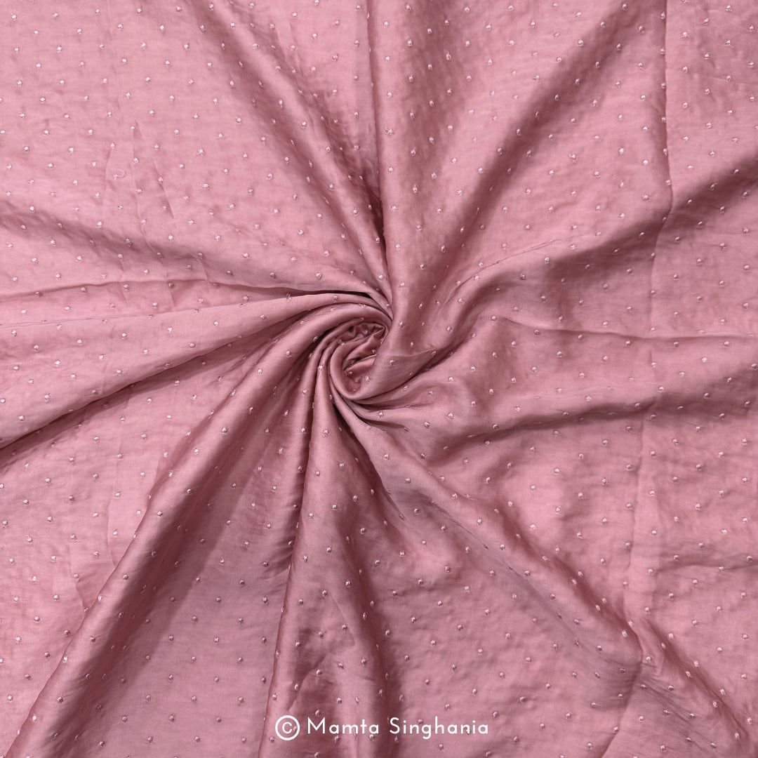 Light Pink Embroidered Modal Satin Fabric