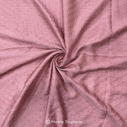 Light Pink Embroidered Modal Satin Fabric