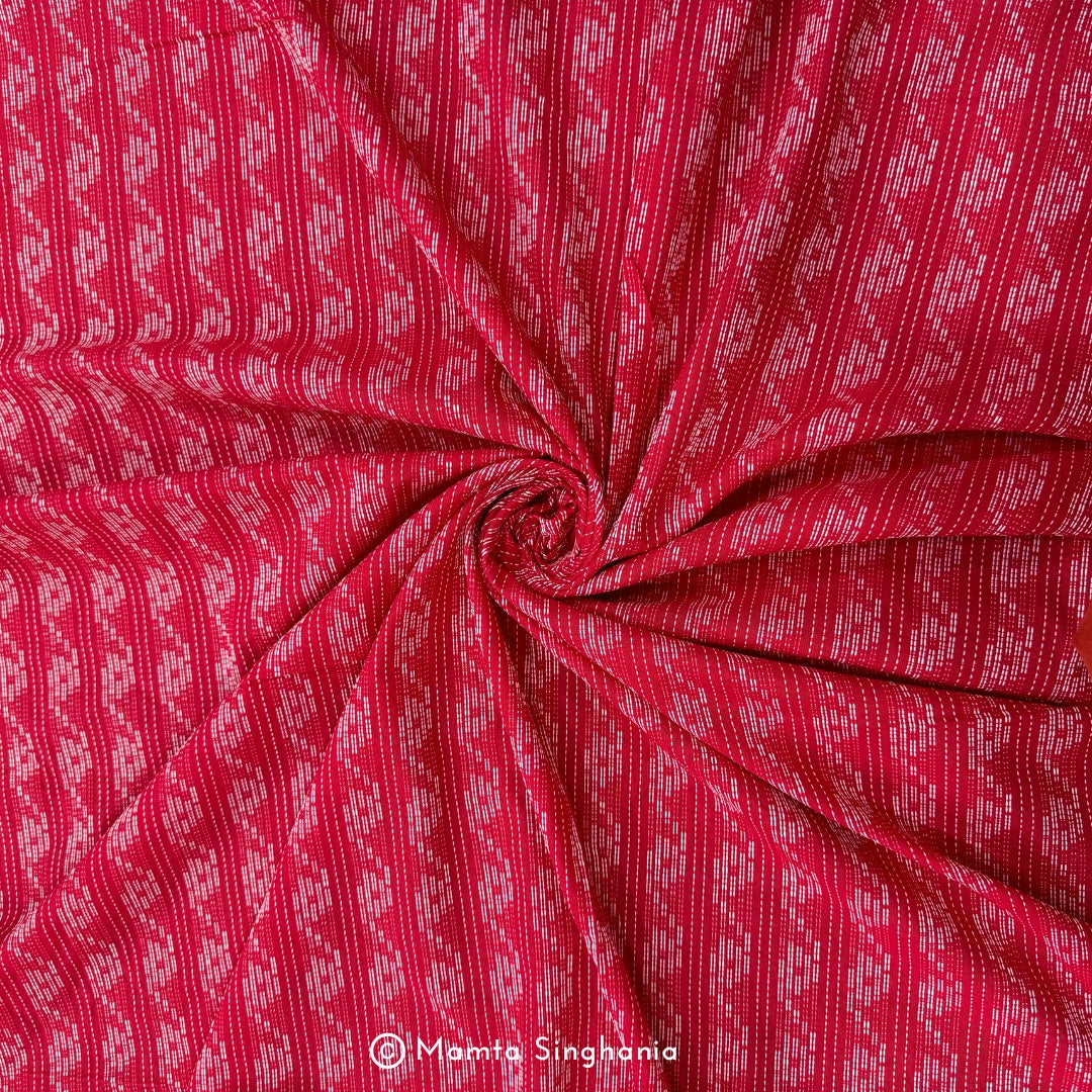 Red Stripes Handloom Cotton Fabric