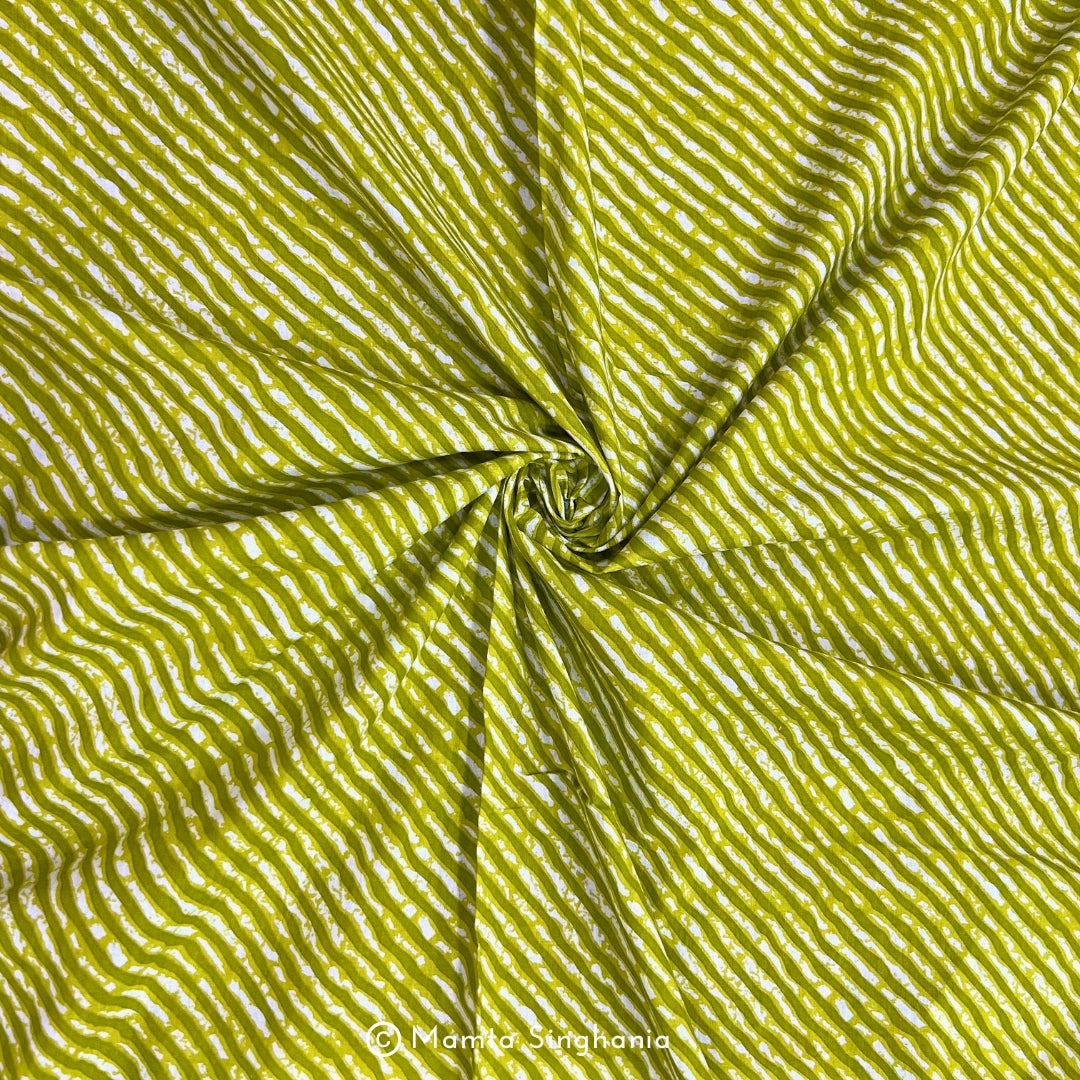Light Green Leheriya Printed Cotton Fabric