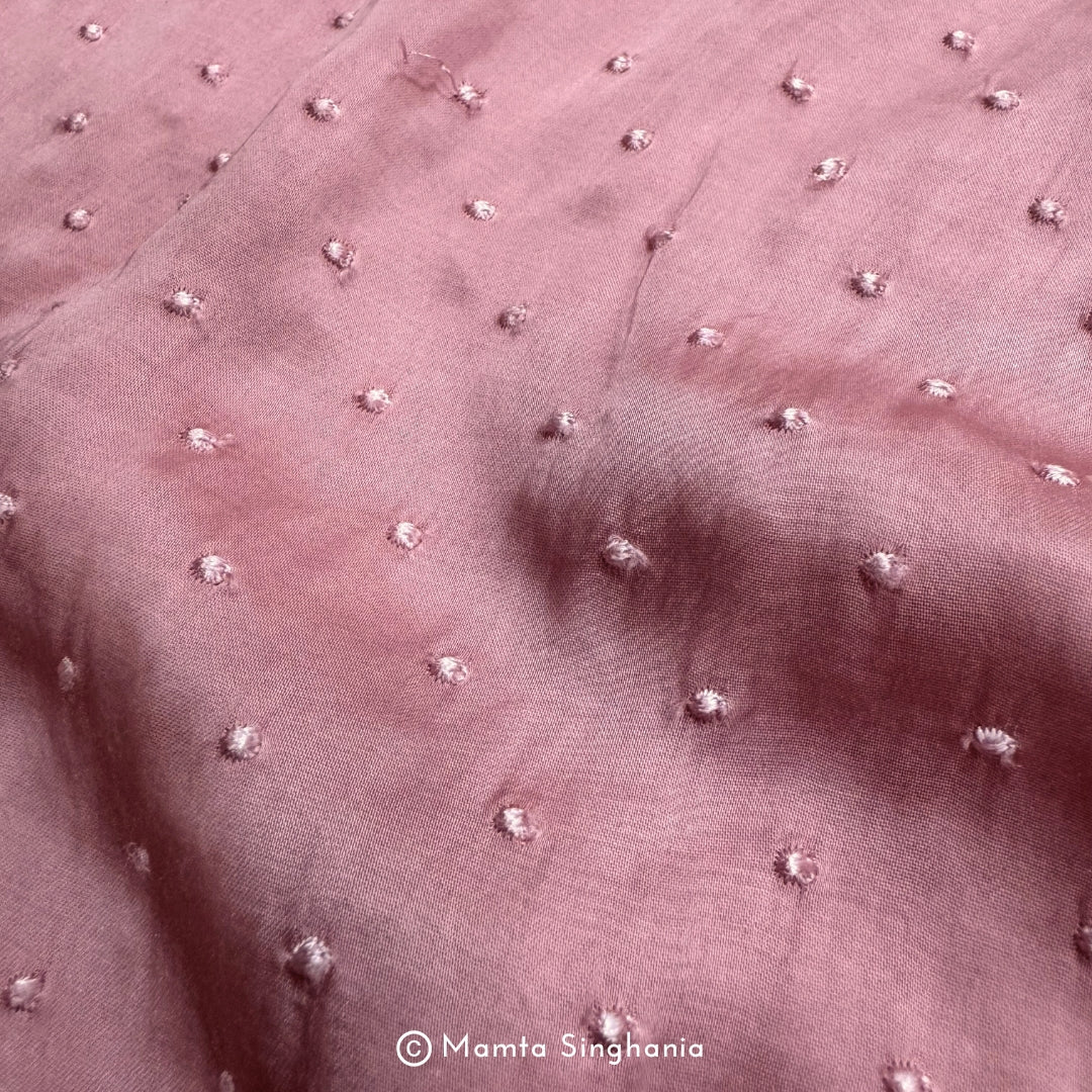 Light Pink Embroidered Modal Satin Fabric