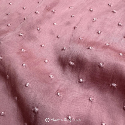 Light Pink Embroidered Modal Satin Fabric