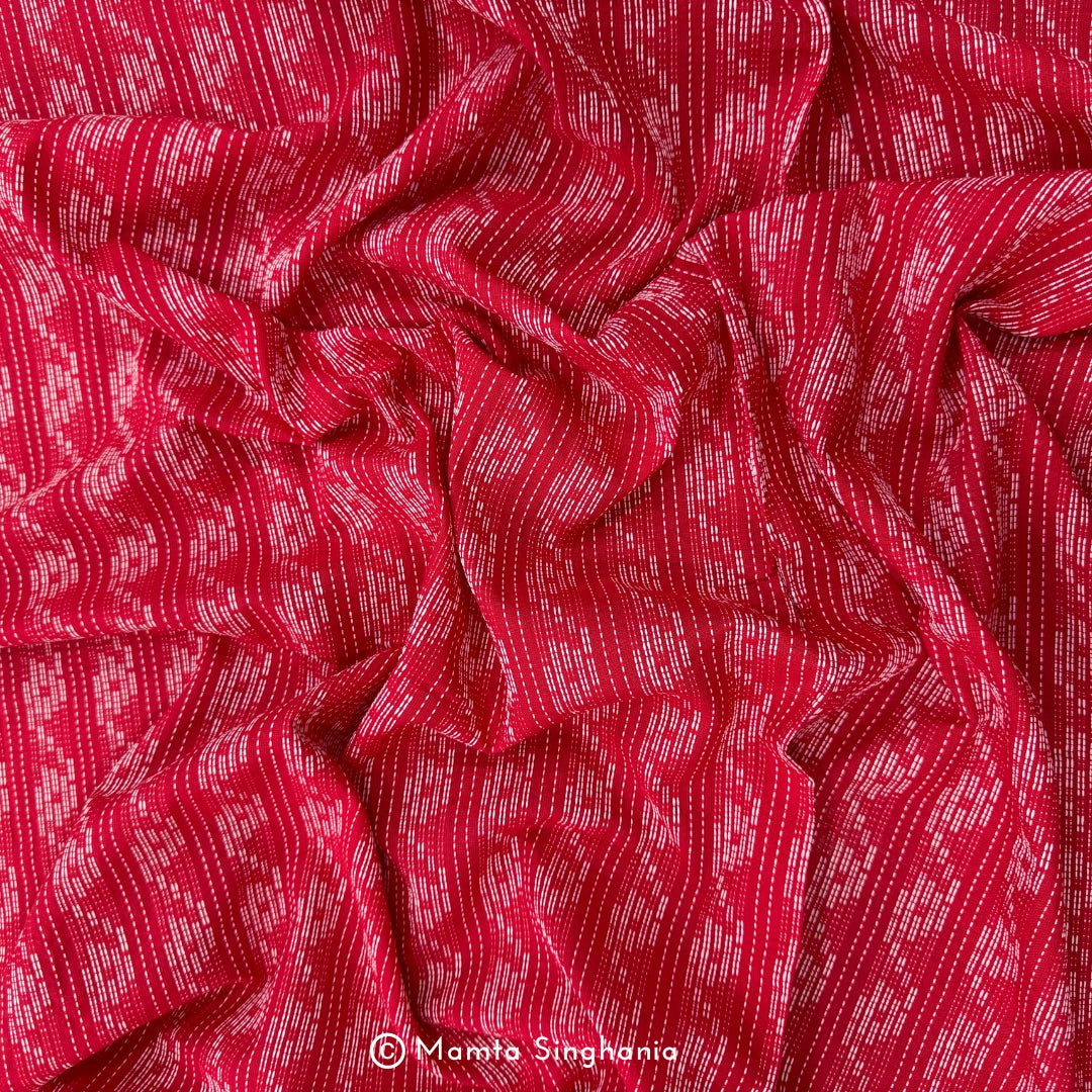 Red Stripes Handloom Cotton Fabric