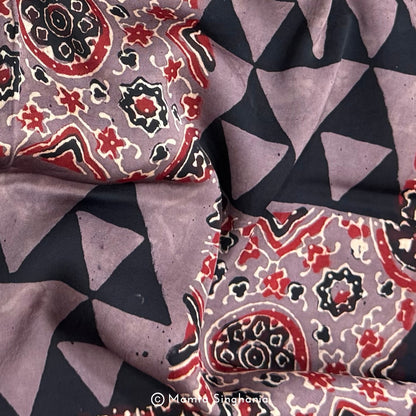 Brown Abstract Printed Modal Satin