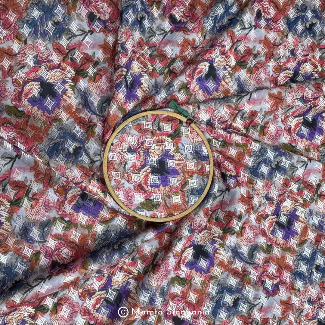Floral Printed Malai Cotton Fabric
