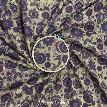 Mauve Floral Printed Cotton Fabric