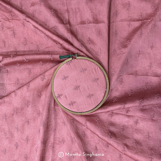 Light Pink Embroidered Modal Satin Fabric