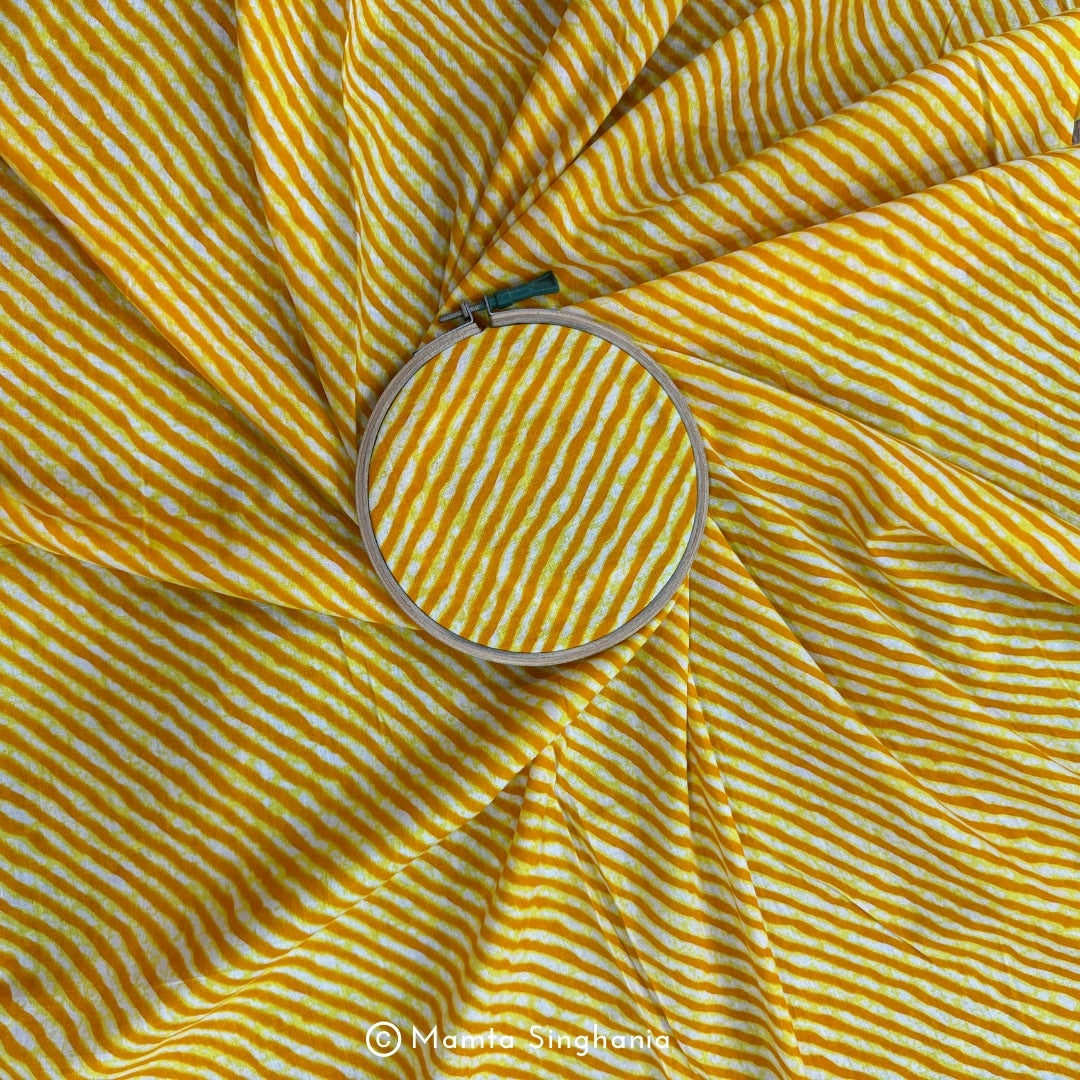 Yellow Leheriya Printed Cotton Fabric