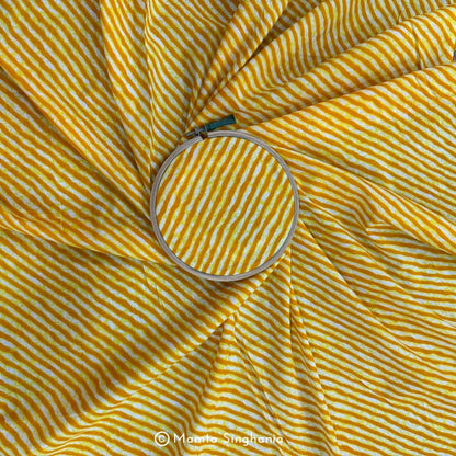 Yellow Leheriya Printed Cotton Fabric