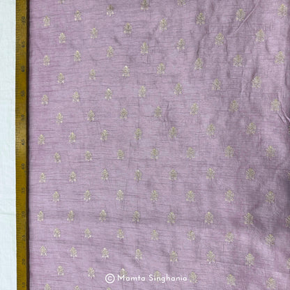 Light Purple Floral Embroidered Raw Silk Fabric