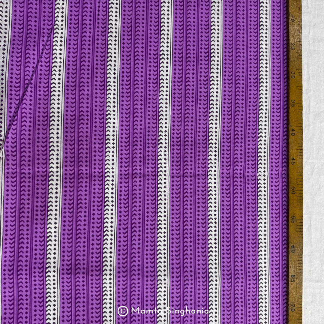 Purple Geometric Printed Cotton Fabric