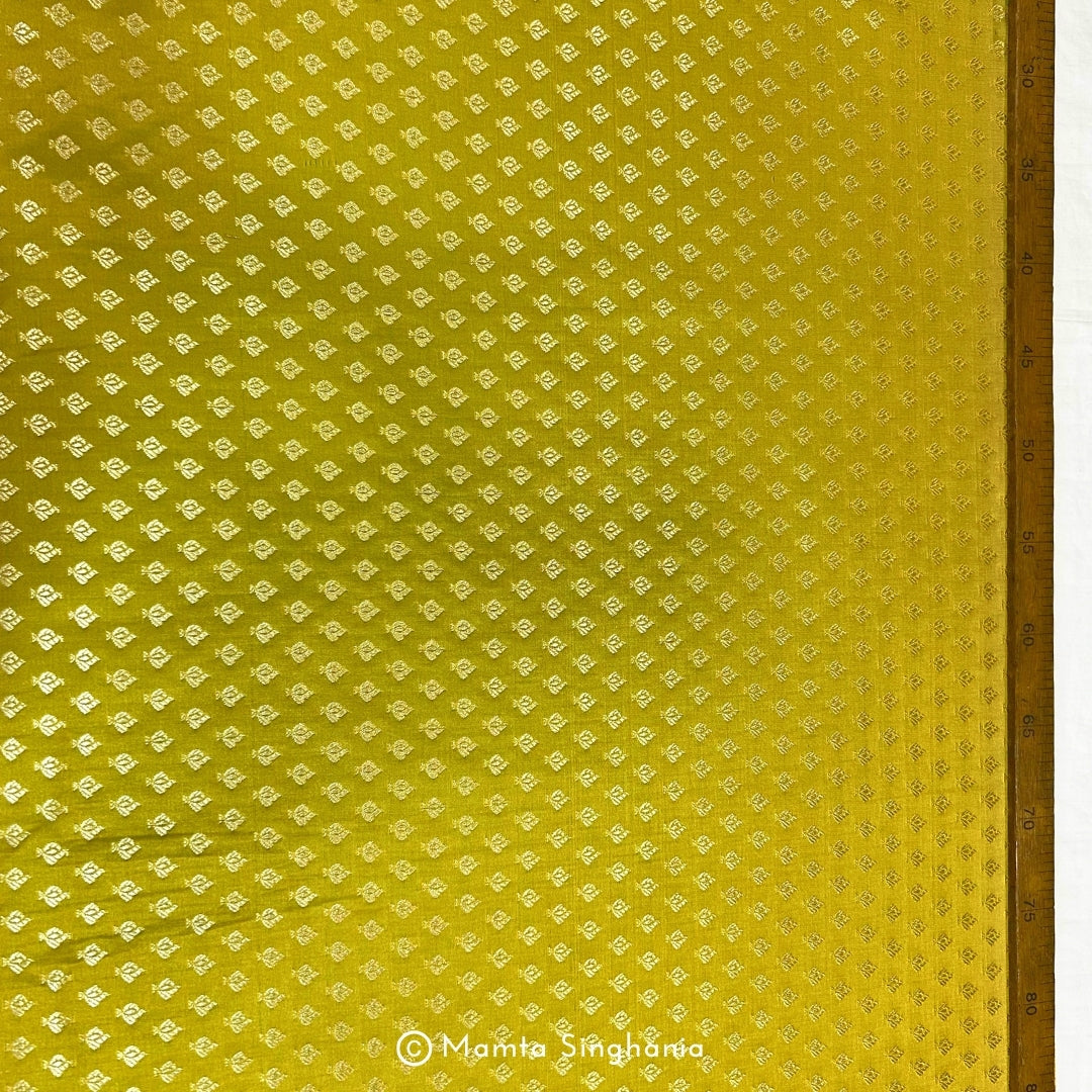 Yellow Banarasi Brocade Katan Silk Fabric