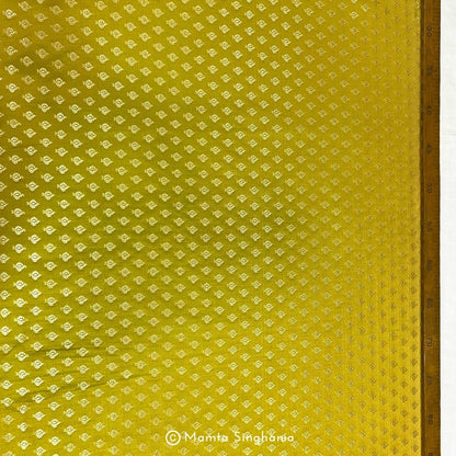 Yellow Banarasi Brocade Katan Silk Fabric