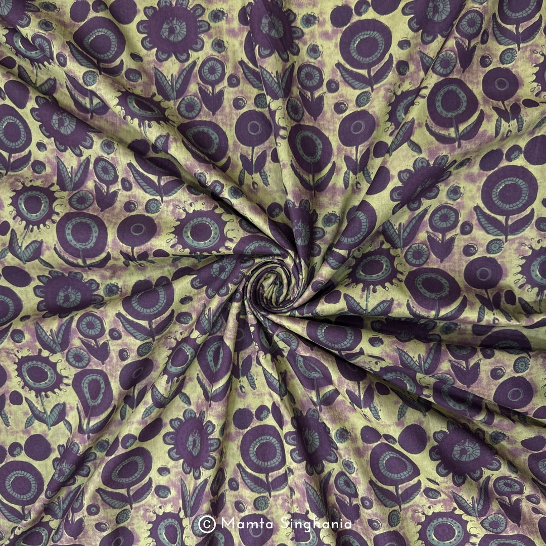 Mauve Floral Printed Cotton Fabric