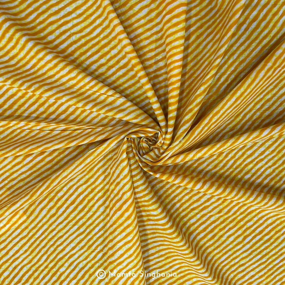 Yellow Leheriya Printed Cotton Fabric