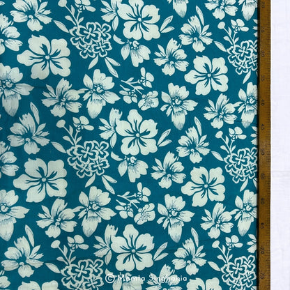 Teal Blue Floral Printed Cotton Fabric
