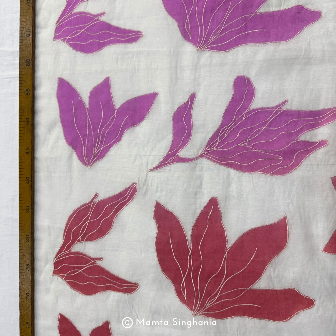 Shaded Floral Applique Mul Chanderi Fabric