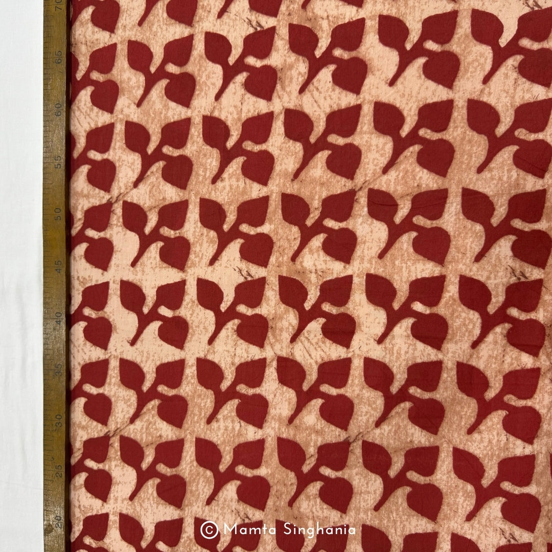 Red Leaf Printed Cotton Fabric