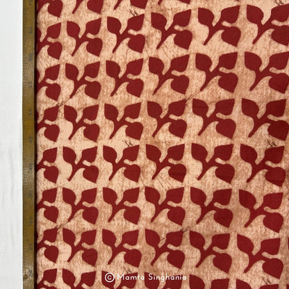 Red Leaf Printed Cotton Fabric