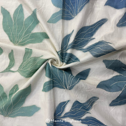 Shaded Floral Applique Mul Chanderi Fabric