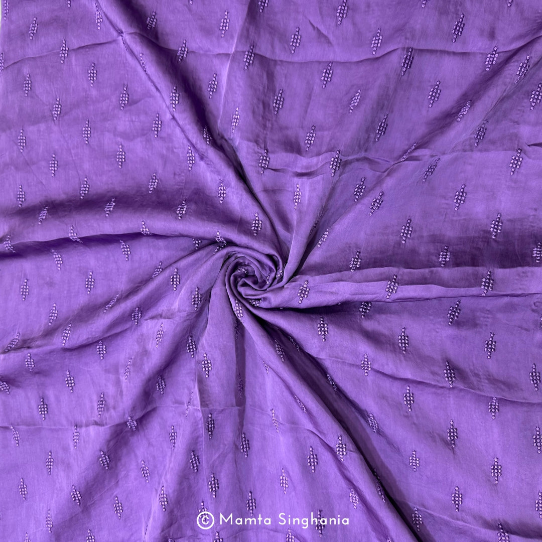 Eggplant Purple Embroidered Modal Satin Fabric