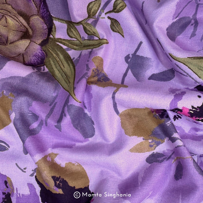 Lilac Floral Printed Cotton Fabric